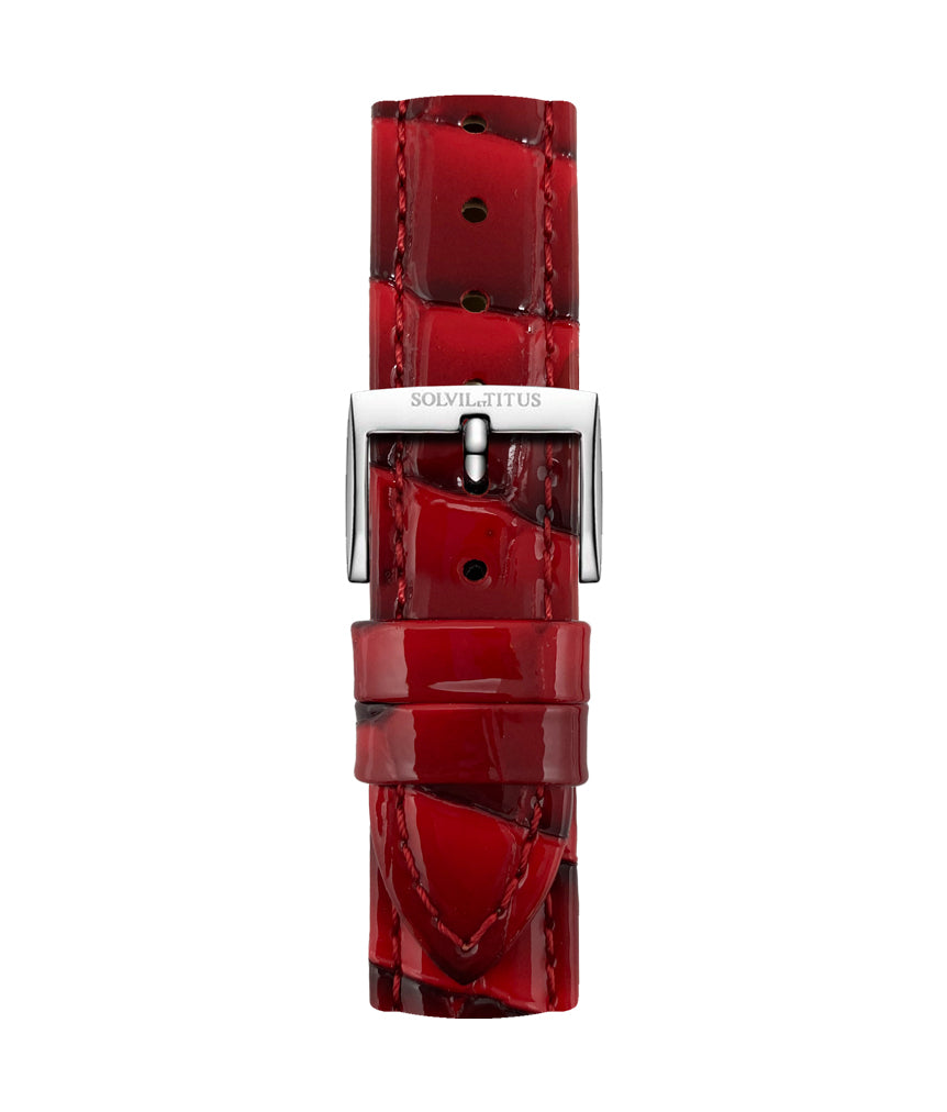 18mm Red Croco Pattern Leather Watch Strap [T06-147-24-021]